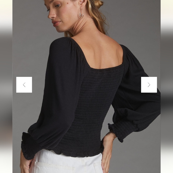 Anthropologie Smocked Puff Sleeve Top Small - Picture 4 of 9